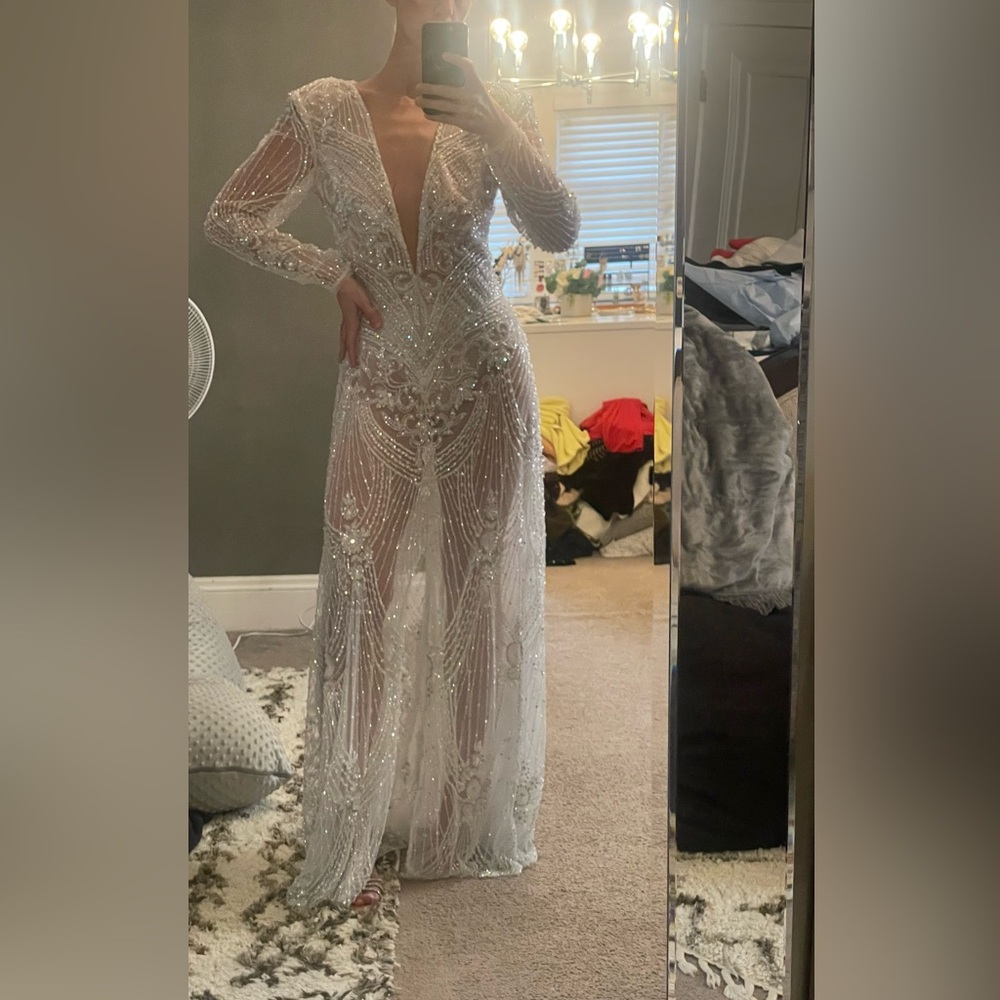 Albina Dyla inspired Couture Custom Lace Beaded Wedding/Prom Gown
